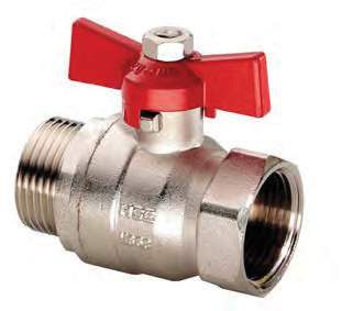 Сферичен кран HSE 1485, PN40, CW617N, червена пеперудна дръжка