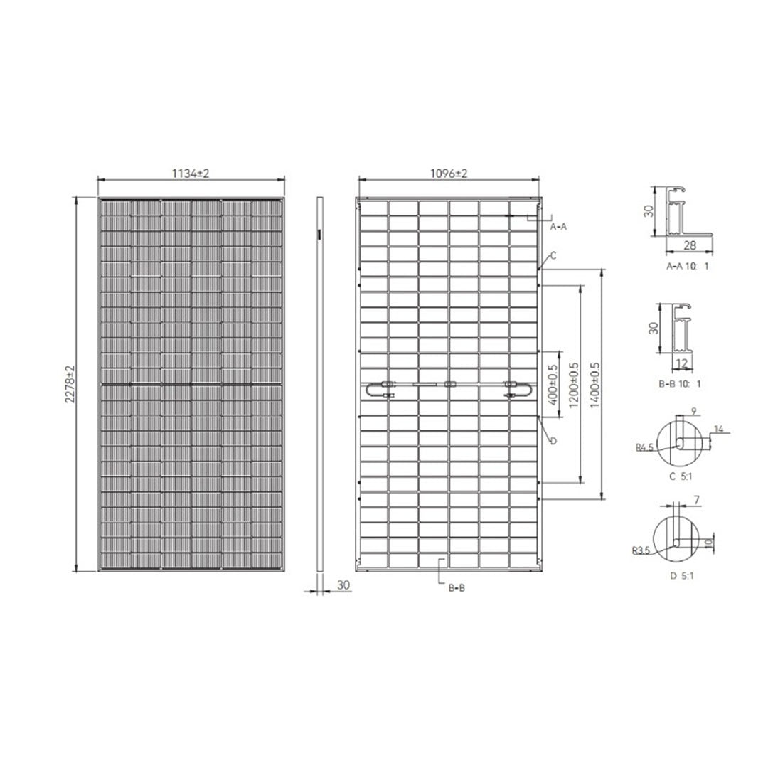 Фотоволтаичен модул TONGWEI PV module 575W 2278x1134x30 N-type bifacial