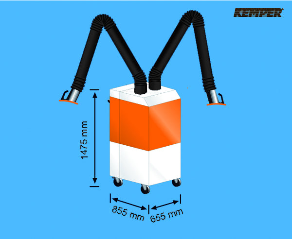 Kemper Cartridge filter unit with 2 flexible exhaust arms, 2,0 m, Ø 150 mm